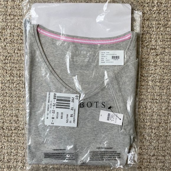 Talbots Short Sleeve V-Neck Tee - Heather Grey - Picture 4 of 4